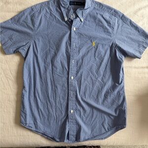 Ralph Lauren Men's Blue Checkered Button Down Shirt